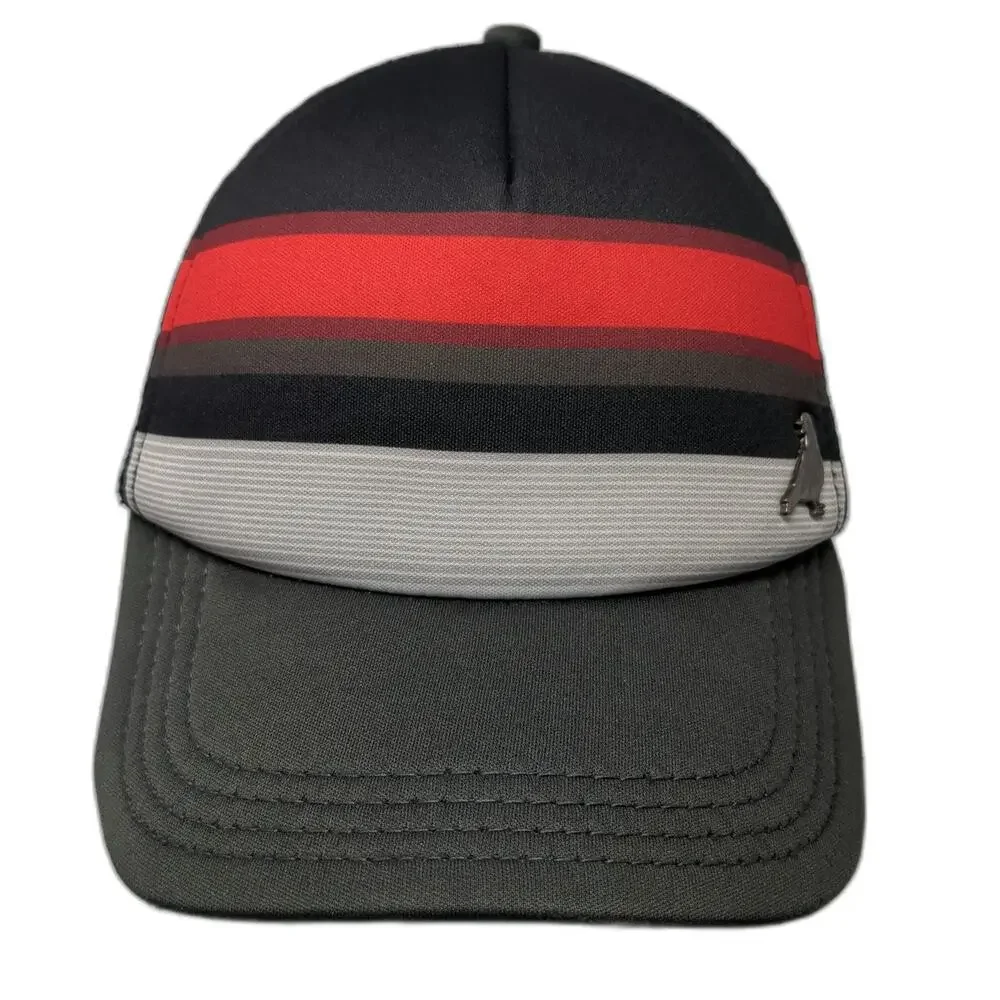 Aeropostale Trucker Hat Black Red Gray White One Size Striped Bird Charm Mesh